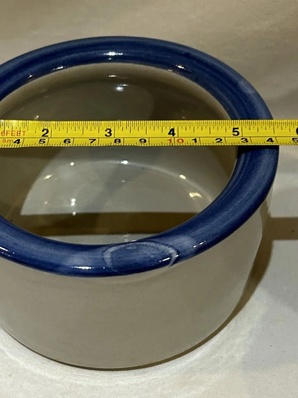 VTG Louisville Kentucky Stoneware Hand Painted Pet Bowl Gray Blue 5.5